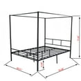 alazyhome Queen Size Metal Four Post Canopy Bed Frame, Black