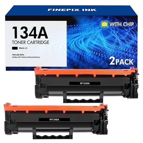134A 134X 2-Pack Toner Cartridge (with Chip) Compatible for HP 134A W1340A 134X W1340X Toner for HP LaserJet M209dw MFP M234dw M234sdn M234sdw Printer Ink Black