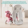 thumbnail image 4 of 4-in-1 Convertible Rocking Horse Balance Bike Ride On Toy with Push Handle, Backrest, Balance Board, 4 Wheels, Sound Button for Toddlers 1-3 -Pink, 4 of 15