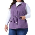 thumbnail image 2 of DARING DIVA Women's Plus Cargo Drawstring Waist Sleeveless Jacket 3X Purple, 2 of 6