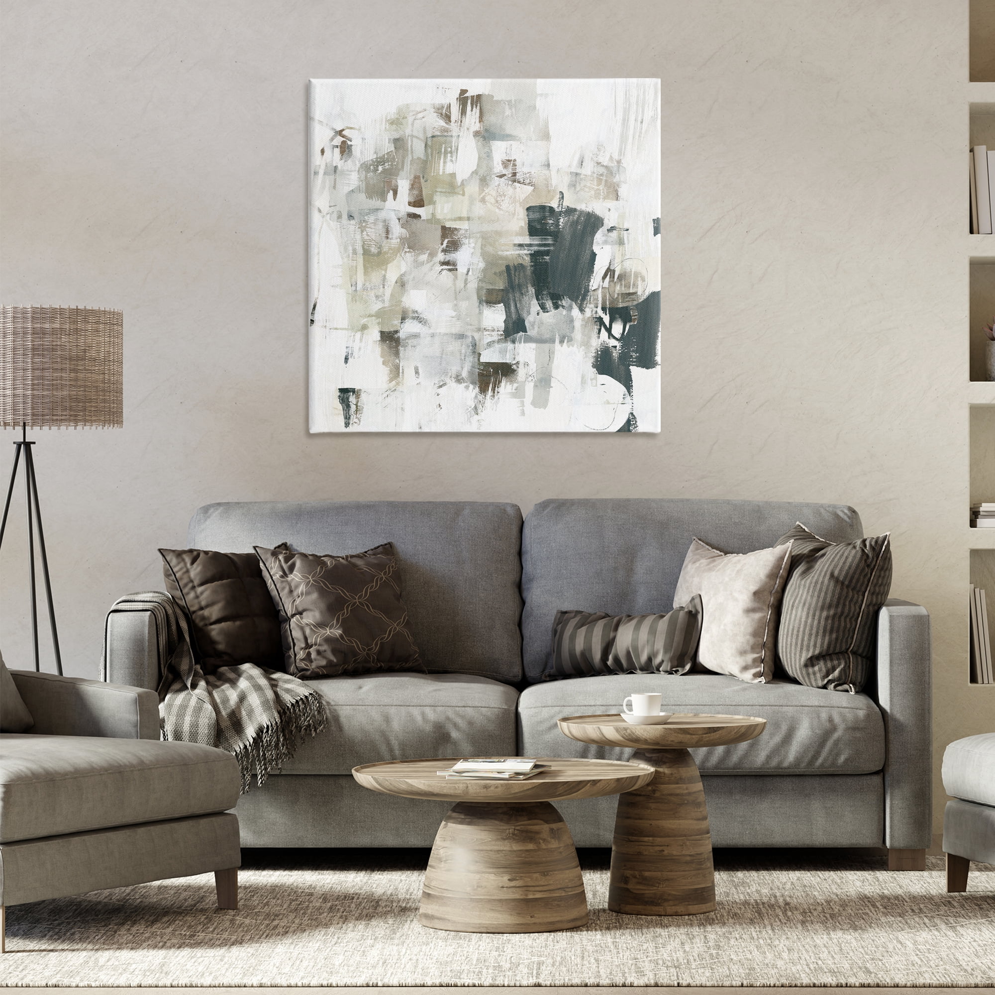 Stupell Industries Abstract Monochrome Paint Abstract Painting Wrapped Canvas Art Print Wall Art, 30 x 30