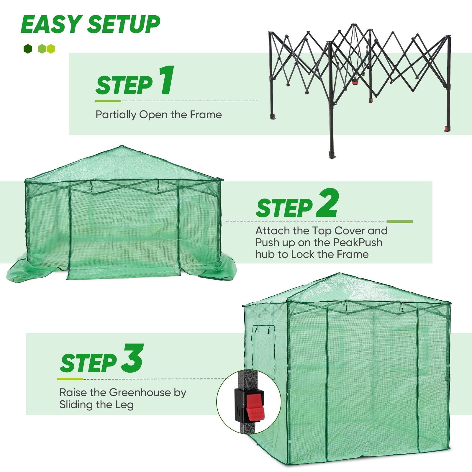 EAGLE PEAK 7 Ft. W x 7 Ft. D Pop up Greenhouse Portable Walk-in Outdoor Gardening Green House