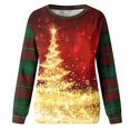 thumbnail image 5 of Pntutb Navidad moda mujer Casual manga larga cuello redondo Plaid impreso señoras sudadera tops blusa Pntutb Pntutb-4770, 5 of 5