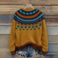thumbnail image 4 of WTOBBY Women's Christmas Print Knit Sweater, Cute and Fun Holiday Pullover for Fall and Winter, Long Sleeve Knitted Top with Festive Patterns and Designs,Earthy Yellow XL, 4 of 5