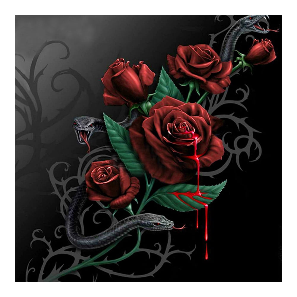 Jocestyle Diamond Painting Kit Blood Roses+Snake Full Round Resin  Rhinestone Picture - Walmart.com