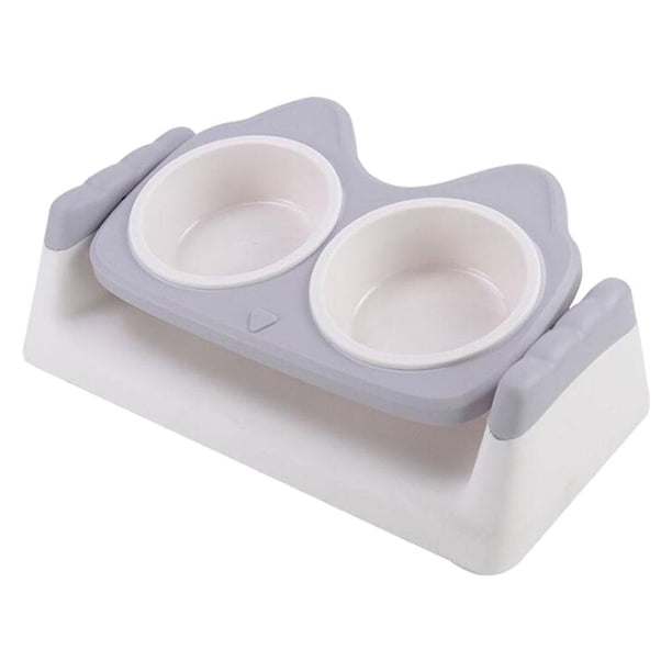 Cuenco doble para perros para gatos Cuenco para mascotas inclinado 15 degree Gris Zulema Cuenco doble para gatos