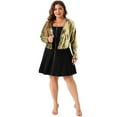 thumbnail image 3 of DARING DIVA Women's Plus Sequin Cardigan Glitter Shinny Long Sleeve Shrug 1X Gold, 3 of 6