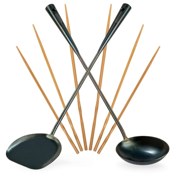 YOSUKATA Pre-Seasoned Wok Utensils Set - Blue Car