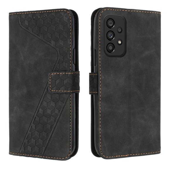 for Samsung Galaxy A73 5G 6.7" 2022 Case, PU Leather Folio Flip Case Kickstand Wrist Strip Card Holders Cash Pocket Magnetic Clasp Anti-fall 360°All-around Protective Case, Black