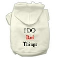 thumbnail image 1 of I Do Bad Things Screen Print Pet Hoodies Cream Size M (12), 1 of 1