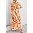 thumbnail image 5 of PRETTYGARDEN Women's Fall Dresses Long Sleeve Flowy Casual Floral Maxi Dress Crew Neck Smocked Tiered Long Dress, 5 of 7