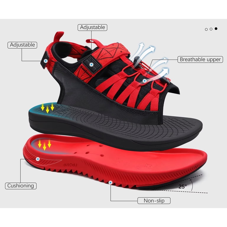 Mens Black Red Flip Flop Open Toe Athletic Orthotic Fasciitis Sport Sandal Shoes Mens Orthopedic Flip Flops Men main image 4
