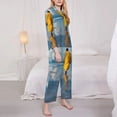 thumbnail image 3 of Honeii Monk Walking On Water Print Women's Pajama Sets Long Sleeve Button Down Sleepwear Nightwear Soft Pjs Lounge Sets 2PCS-Medium, 3 of 7