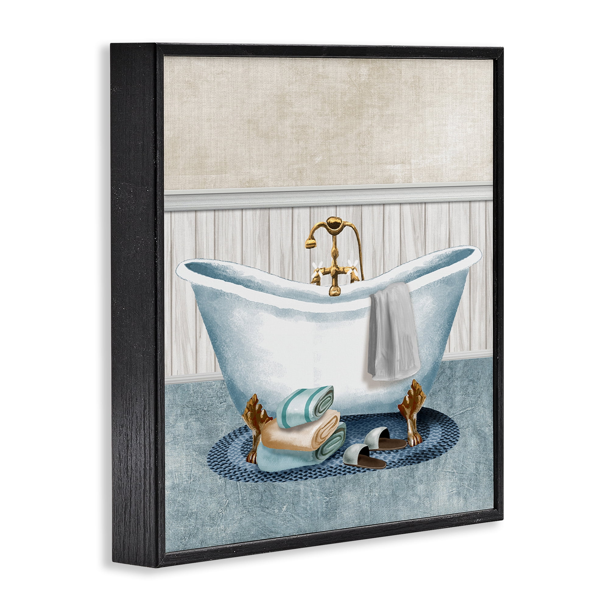 Stupell Industries Cozy Spa Bathtub & Slippers Black Framed Giclee Art, design by Conrad Knutsen