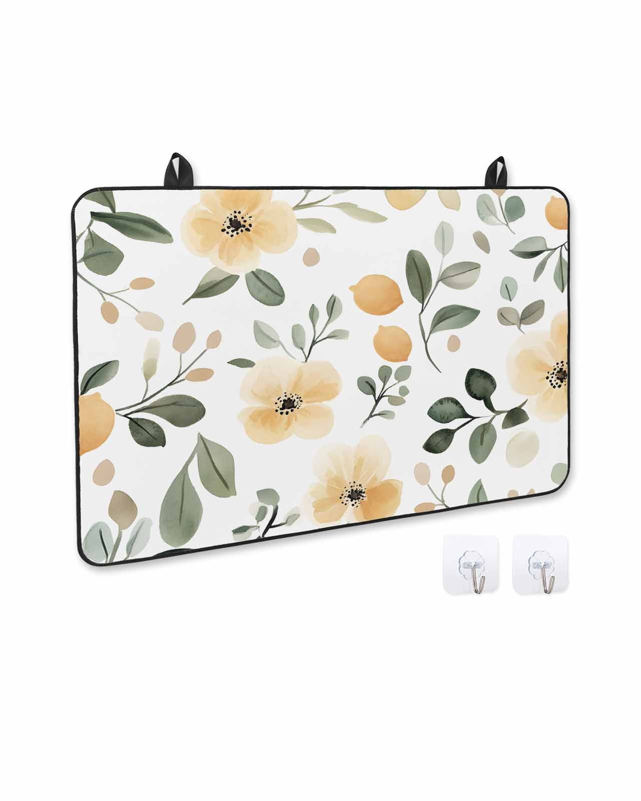 nqOlkjepod Large Induction Cooktop Protector Mat 24"x21", Botanical Stove Top Covers for Electric Stove, Flower Floral Vintage Wildflower Garden Motifs Stove Burner Cover Mats, Glass Top Stove Cover