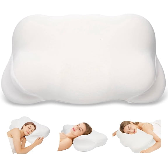 Memory Foam Neck Pillow, Adjustable Cervical Support for Side Back Stomach Sleepers