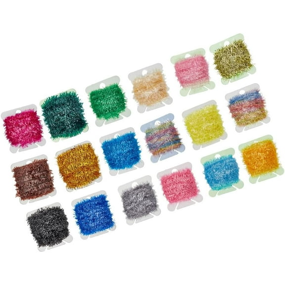 18 Colors 0.1mm Thick Tinsel Chenille Line Crystal Flash Cactus Chenille Plastic Fishing Tying Material for Wet Dry Fishing Material