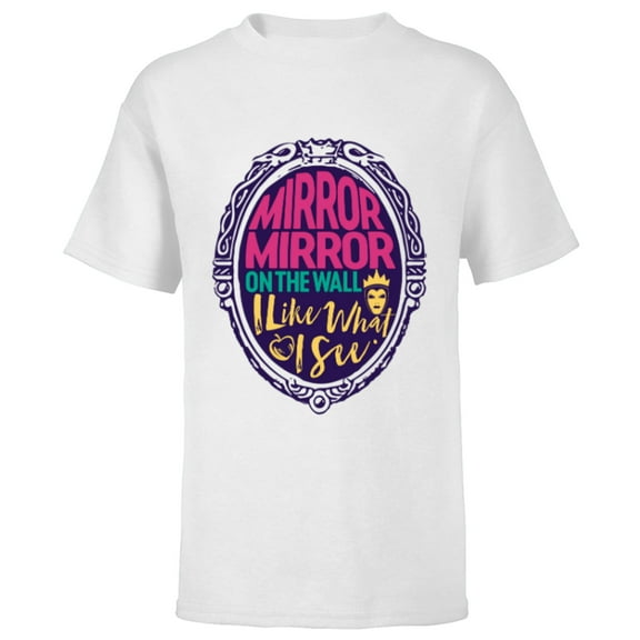 Disney Snow White Evil Queen’s Magic Mirror Humorous - Short Sleeve T-Shirt for Kids - Customized-White