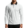 thumbnail image 5 of Josdec Men's Color Block Long Sleeve Top, Turndown Collar Contrast Piping Casual Base Shirt for Daily Layering S‑XXL, 5 of 8
