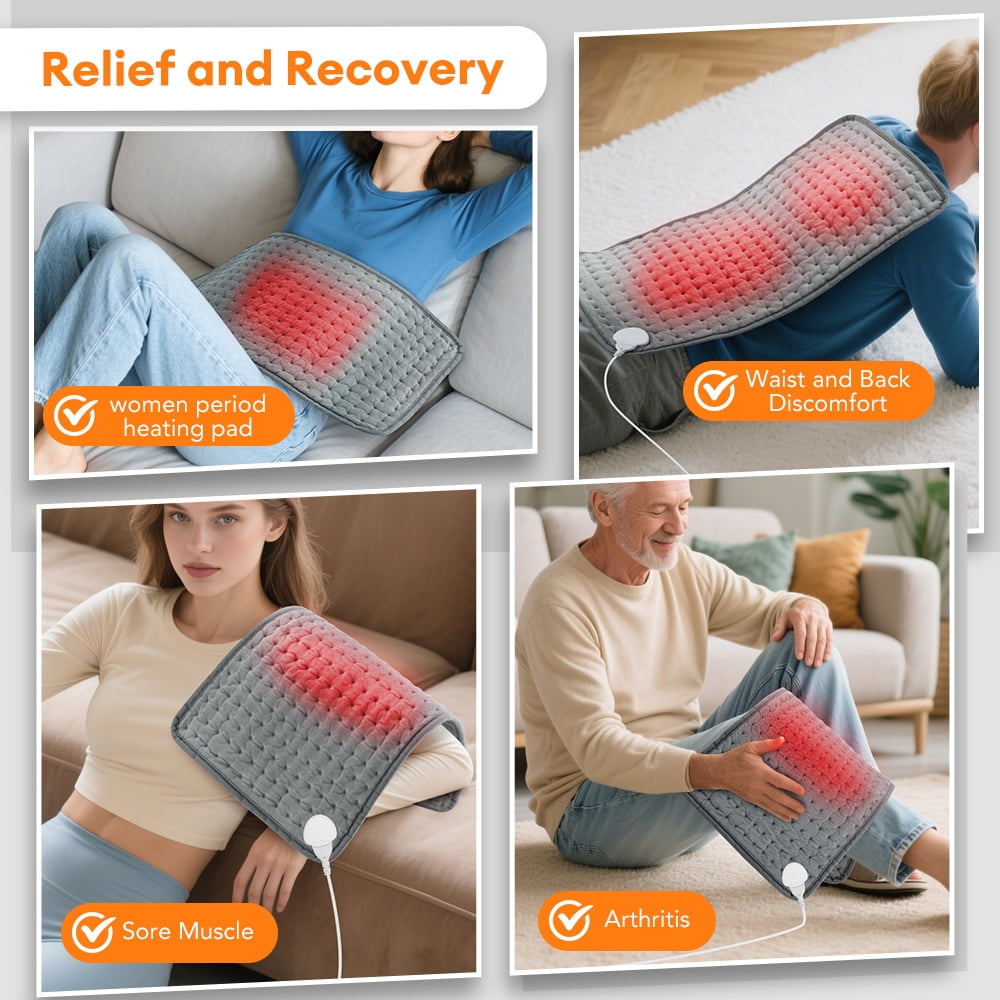Large Electric Heating Pad for Back, Fathers Mothers Day Gifts for Women, Men, Soft Machine Wash Fabric, Auto-Off & Moist Heat, Fast Heating