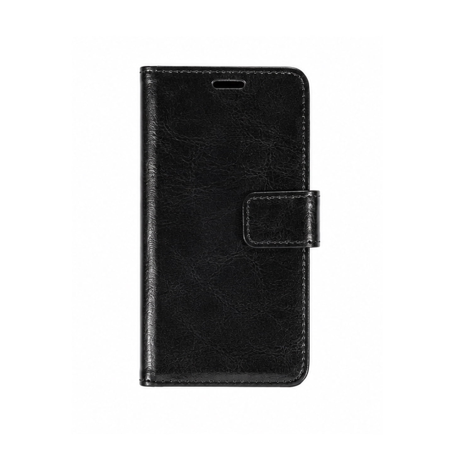 YUW-Medium (5.0"-5.2") Universal Leather Phone Case with 360° Swivel Viewing Stand - Black
