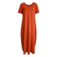 thumbnail image 4 of JIAYUE Women's Dress Loose Ankle-Length Plus Size Fashion Casual Solid Color Sexy V Neck Short Sleeve Pocket Long Trendy Female Dresses, 4 of 5