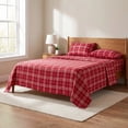 thumbnail image 3 of Regency Heights Queen Size Cotton Flannel Sheet Set, 4-Piece Flannel Bed Sheets Queen, 100% Cotton Bed Sheets Set with Deep Pocket, Christmas Plaid Red, 3 of 10