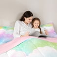 thumbnail image 5 of jejeloiu Cartoon Stars Print Queen Comforter Set,Rainbow Galaxy Starry Sky Bedding Comforter Set For Girls Teens Reversible 3-Piece, 5 of 8