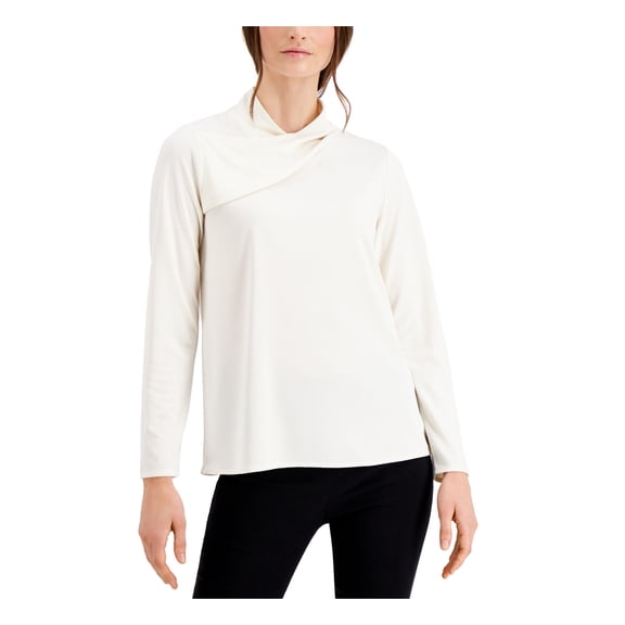 ALFANI Womens Ivory Long Sleeve Top S