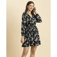 thumbnail image 5 of Moomaya Women Printed Viscose Dress, Long Sleeves V-neck Short Length Summer Dress, 5 of 8