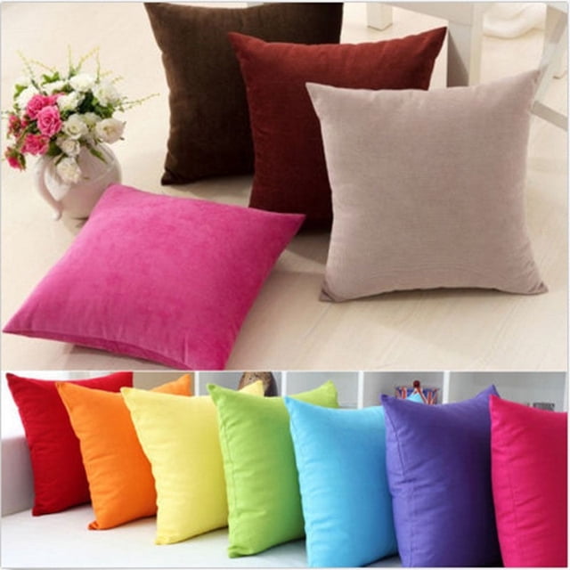 Square Home Sofa Decor Pillow Cover Case Throw Cushion Cover Size 16" Pure Color