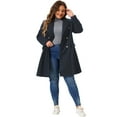 thumbnail image 3 of DARING DIVA Womens Plus Size Winter Pea Coat Double Breasted Notch Lapel 1X Navy Blue, 3 of 6