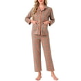 thumbnail image 1 of INSPIRE CHIC Conjunto de Pijamas de Mujer a Cuadros de Manga Larga con Pantalones y Botones, con Bolsillos, Color Marrón, 1 of 6