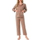 thumbnail image 1 of INSPIRE CHIC Conjunto de Pijamas de Mujer a Cuadros de Manga Larga con Pantalones y Botones, con Bolsillos, Color Marrón, 1 of 6