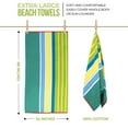 thumbnail image 3 of Superior Mira Striped Cotton Large Oversized Beach Towel, 34" x 68", Yellow/ Green, 3 of 12