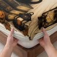 thumbnail image 3 of King Size Fitted Sheet Set - Vintage Halloween 3 Piece Bedding Sets 16" Deep Pocket Fitted Sheet with 2 Pillowcases, Skull Cat Cute Ghost Pumpkins Brushed Microfiber Hotel Luxury Bed Sheets, 3 of 9