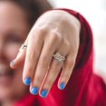 thumbnail image 5 of Halo Engagement Ring for Women - 0.48ct Simulated Yellow Diamond in 14K White/Rose Gold Promise Ring, 5 of 7