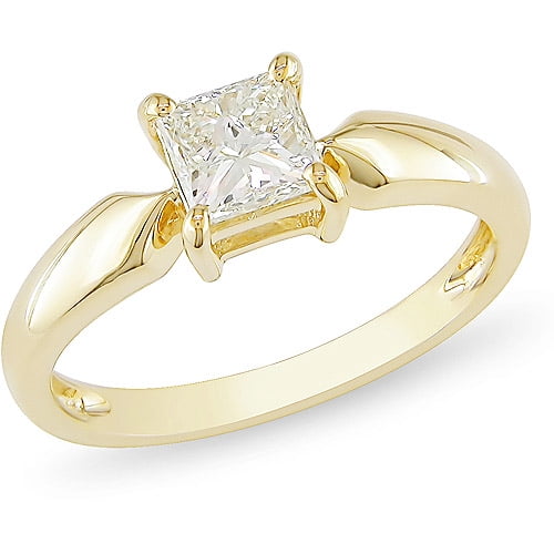 Miabella 3 4 Carat T.W. Princess Cut Diamond Solitaire Ring in 14kt Yellow Gold by