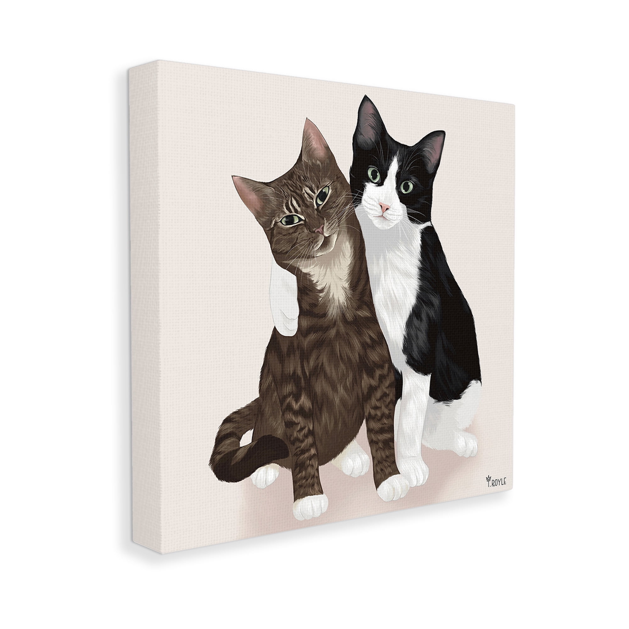 Stupell Industries Hugging Cat Friends Animals & Insects Painting Gallery Wrapped Canvas Art Print Wall Art, 24 x 24