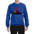 thumbnail image 2 of Neon Retro Rainbow DJ MC Hip Hop Cat | Mens Cat Lover Crewneck Graphic Sweatshirt, Royal, Medium, 2 of 4