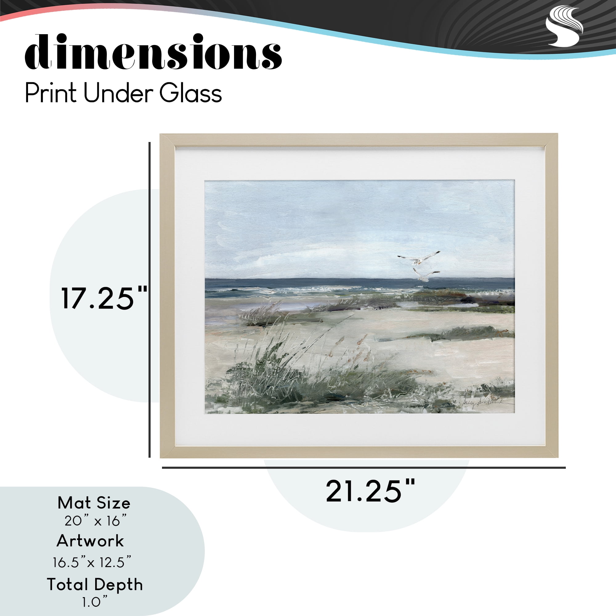 Stupell Industries Seagull Pair over Waves Birch Framed Print Under Glass, design by Sally Swatland