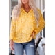 thumbnail image 1 of ABPHQTO Blusa de mujer con cuello en V y cordón con estampado floral amarillo, 1 of 4