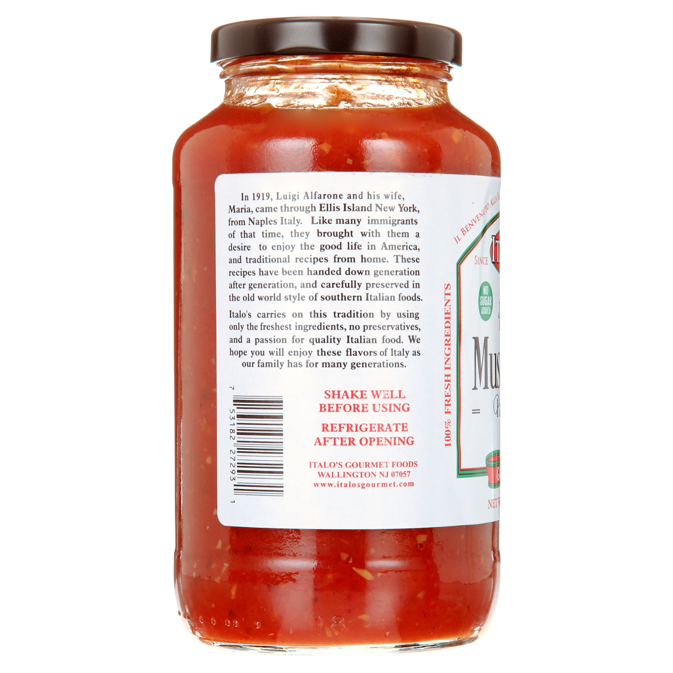 Italo's Keto & Paleo Friendly Tomato Sauce for Pasta, No Sugar Added, Low Carb, Low Sodium, Non GMO, Real Italian, Fresh Mushroom Tomato Sauce