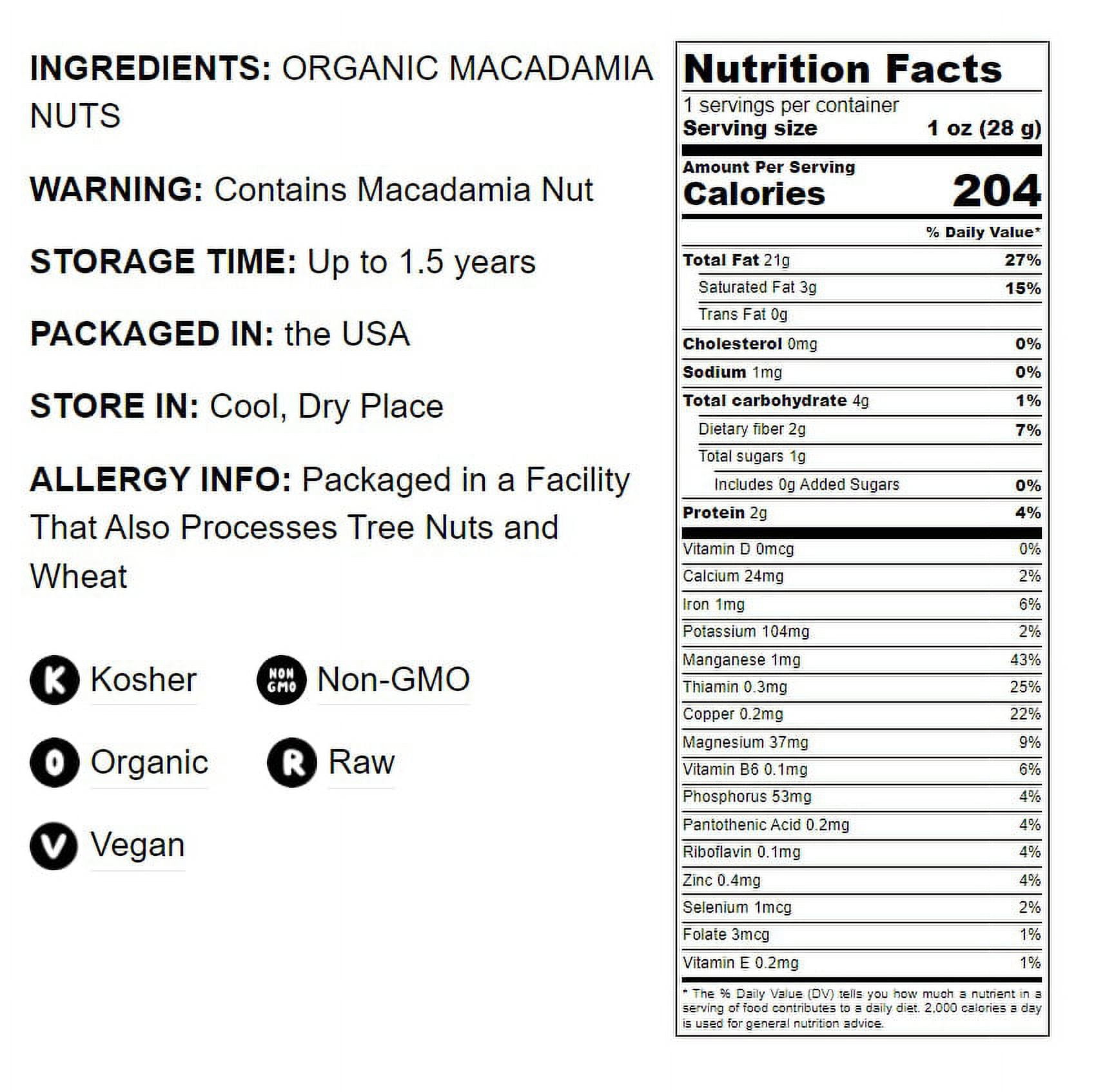 Organic Macadamia Nut Halves and Pieces, 25 Pounds — Non-GMO, Kosher, Raw, Vegan — by Food to Live
