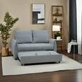 thumbnail image 4 of Modern 3 in 1 Light Blue Velvet Sleeper Sofa Couch Bed with Storage Pockets, Convertible Loveseat Futon for Living Room, 4 of 6