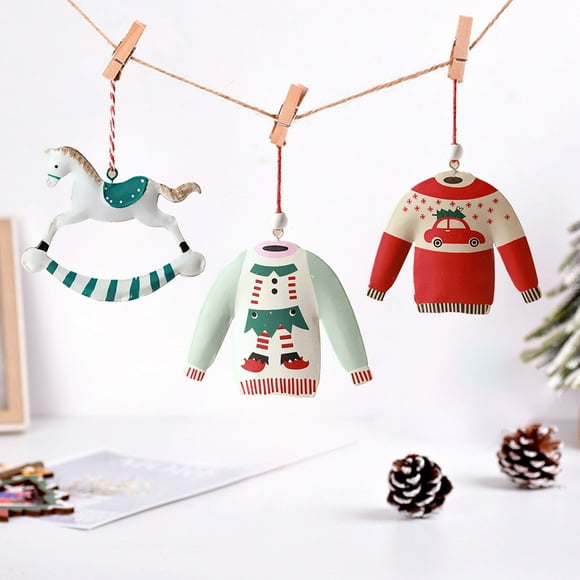 Iumwxz Scandinavian Style Vintage Tin Small Hanging Christmas Decoration Christmas Tree Hanging Decoration festival decortaions Red iron Flash Deals