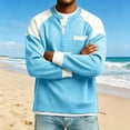 thumbnail image 6 of Men Fall Blouse Mineart Men's Color Block Knit Button Up Shirt Raglan Long Sleeve Shirt 3-Button Stand Collar With Chest Pocket Soft Casual Tops, 6 of 6