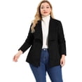 thumbnail image 4 of Women's Plus Size Jacket Drop Shoulder Moto Stretch Long Sleeves Drape Suede Cardigans Black 4X, 4 of 7