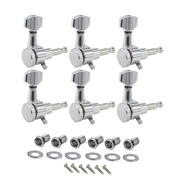 Chrome-Plated 6 Right Electric Guitar Tuning Pegs Set - MX0305D Metal Alloy Tuners for Fender Stratocaster Telecaster, Includes 6 Keys, Ferrules, Bushings & Mount Screws - Precise Stable Tuning