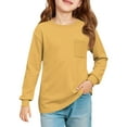 thumbnail image 2 of Drmagiyhm Girls Long Sleeve Shirts Size 10-12 Basic Solid Color T Shirt Casual Crewneck Stylish Shirt Kids Comfy Fall Tops Yellow 4-5 Years, 2 of 4
